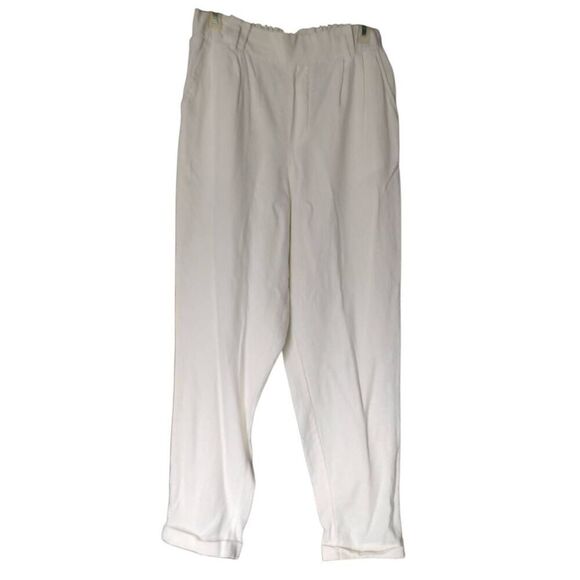 Love Tree Pants - Love Tree Women's Size Large White Linen Paper Bag Straight Pants